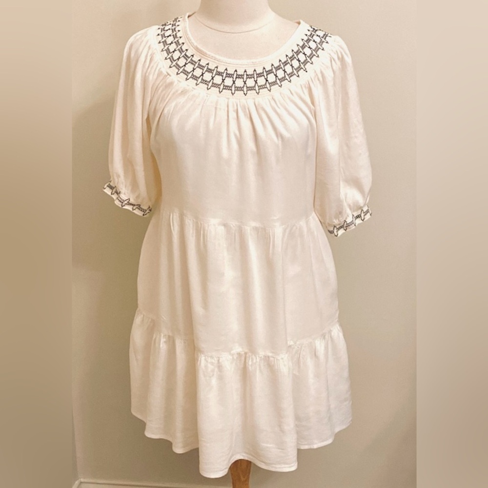 Old Navy Cream Embroidered S Coastal Cowgirl Boho Chic Rustic Prairie Mini Dress